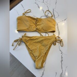 LA Hearts by PacSun Mustard Yellow Bikini Set L Top & M Bottom High Waist